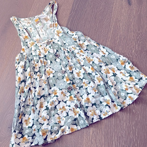 MIMI CHICA green white floral halter racer cack buttoned tank top blouse. Small - Picture 1 of 5